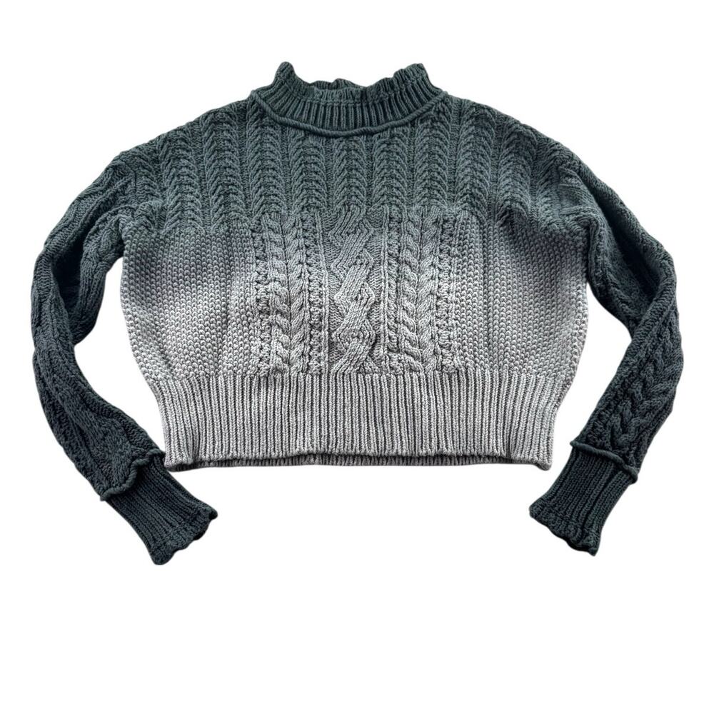 Anthropologie Marci Dip Dyed Ombre Cable Knit Sweater Womens XS Gradient Crop